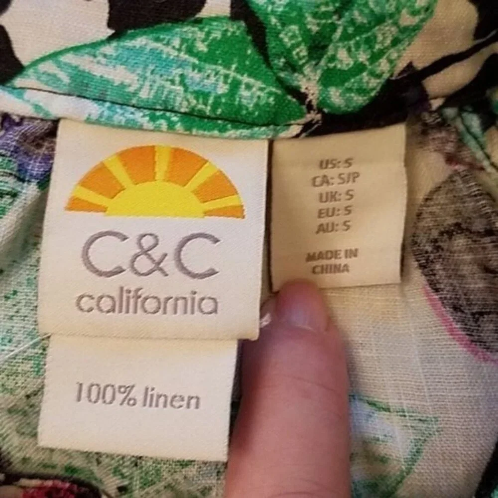 Floral Linen Dress C & C California Sleeveless HALTER Women's WOMAN'S Size 5